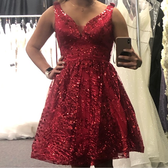 Dresses | Red Glitter Dress From Small Boutique | Poshmark